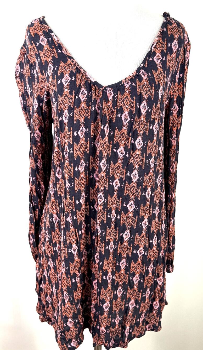 Billabong Women's Sweet Sand Boho Tribal Tunic Top Shirt Size Medium